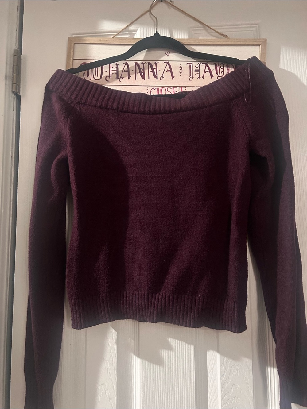 Edikted Off-Shoulder Sweater in Deep Plum